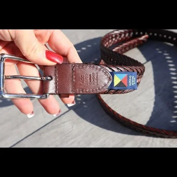 Nautica leather braided belt brown professional - Picture 4 of 5